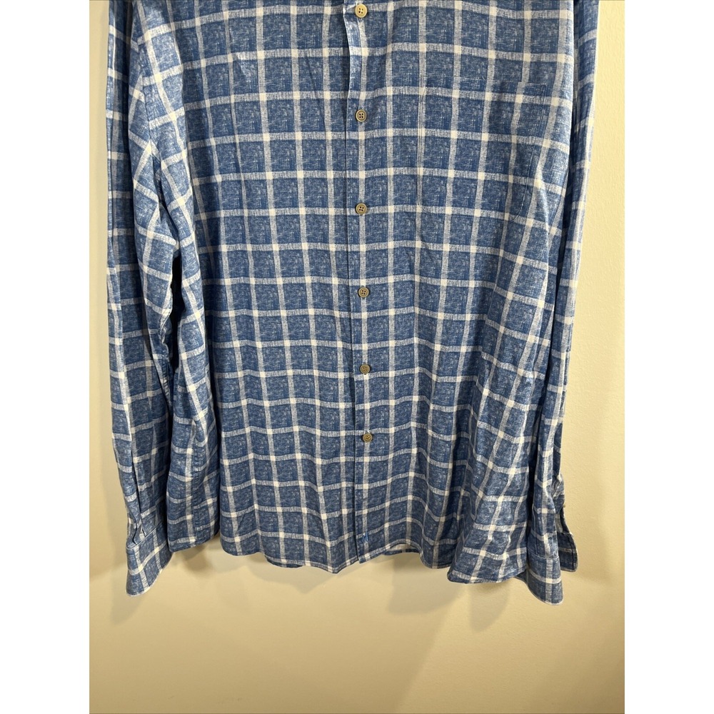 Johnnie-O Hangin Out Blue 100% Cotton Button Up Summer‎ Shirt Men's Size 2XL - Picture 6 of 11